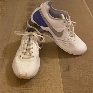 White Leather Nike Shox